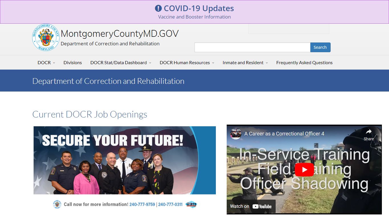 DOCR Employment and Recruitment Information - Montgomery County, Maryland